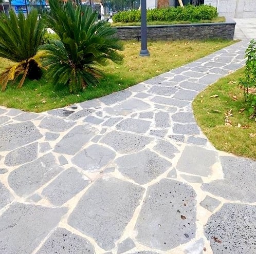 Crazy paving that forms an informal pathway.