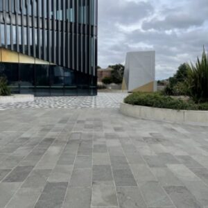 Australian bluestone pathway near a building.
