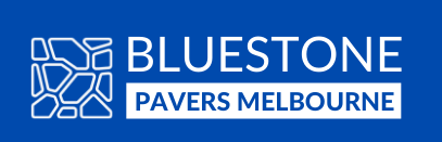 Bluestone Pavers Melbourne logo with a blue background.
